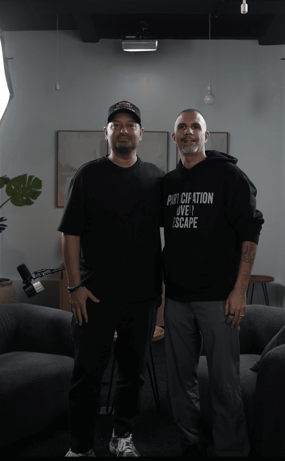 Jimmy Morris with a guest after recording
